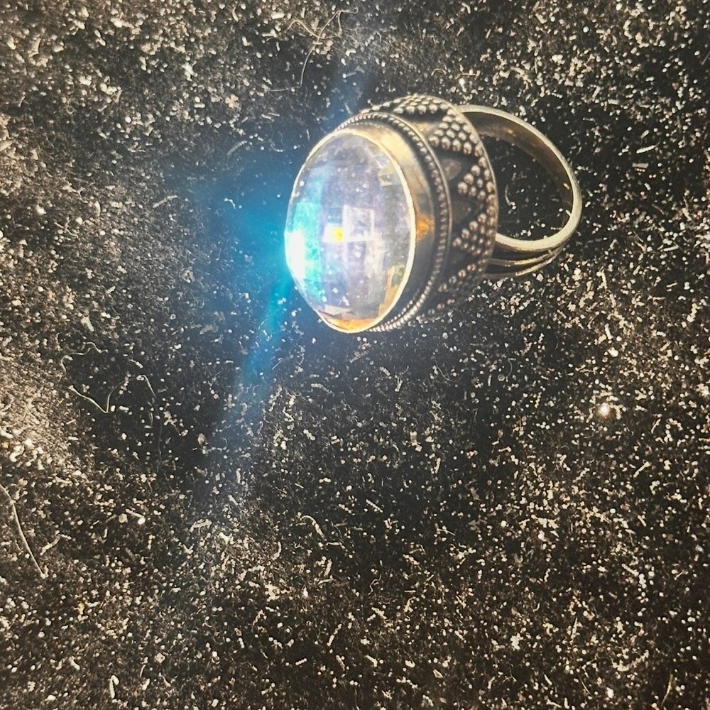 Vintage Ring S925 Elegant Borealis Auroras Crystal 6 Cts  Women's size 5.5
